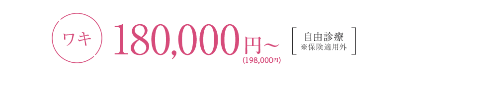 ワキ1回 180,000円（税別）自由診療※保険適用外